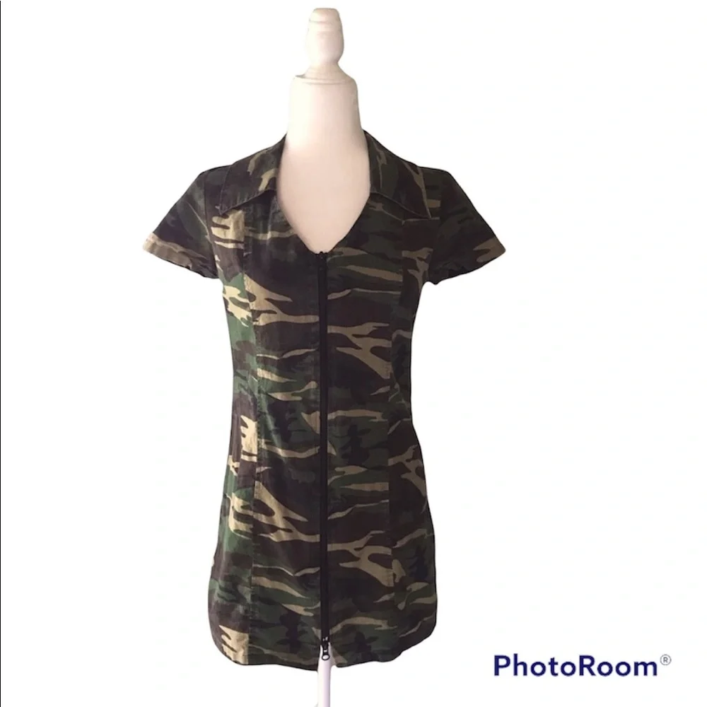 CHARADES Sexy Army Dress, Mini Camo Dress Costume Cosplay, Camouflage, M - Picture 1 of 11